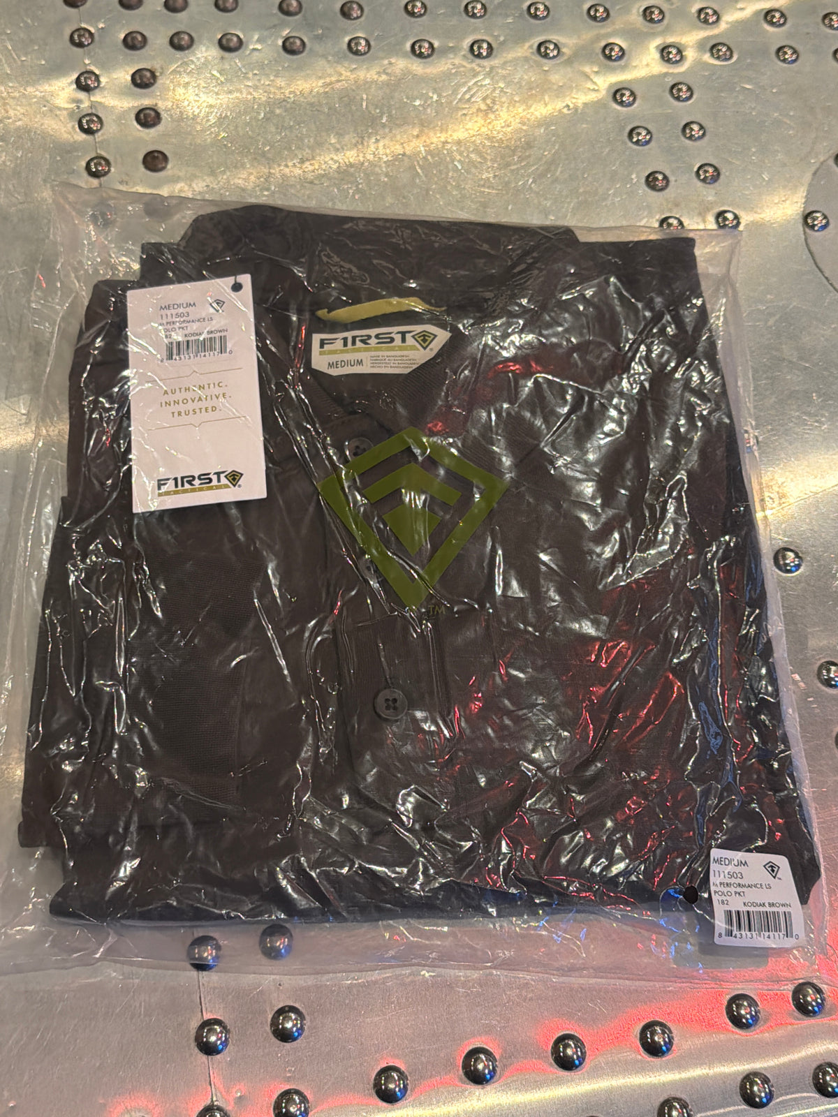 Men's Kodiak Brown Long Sleeve Polo