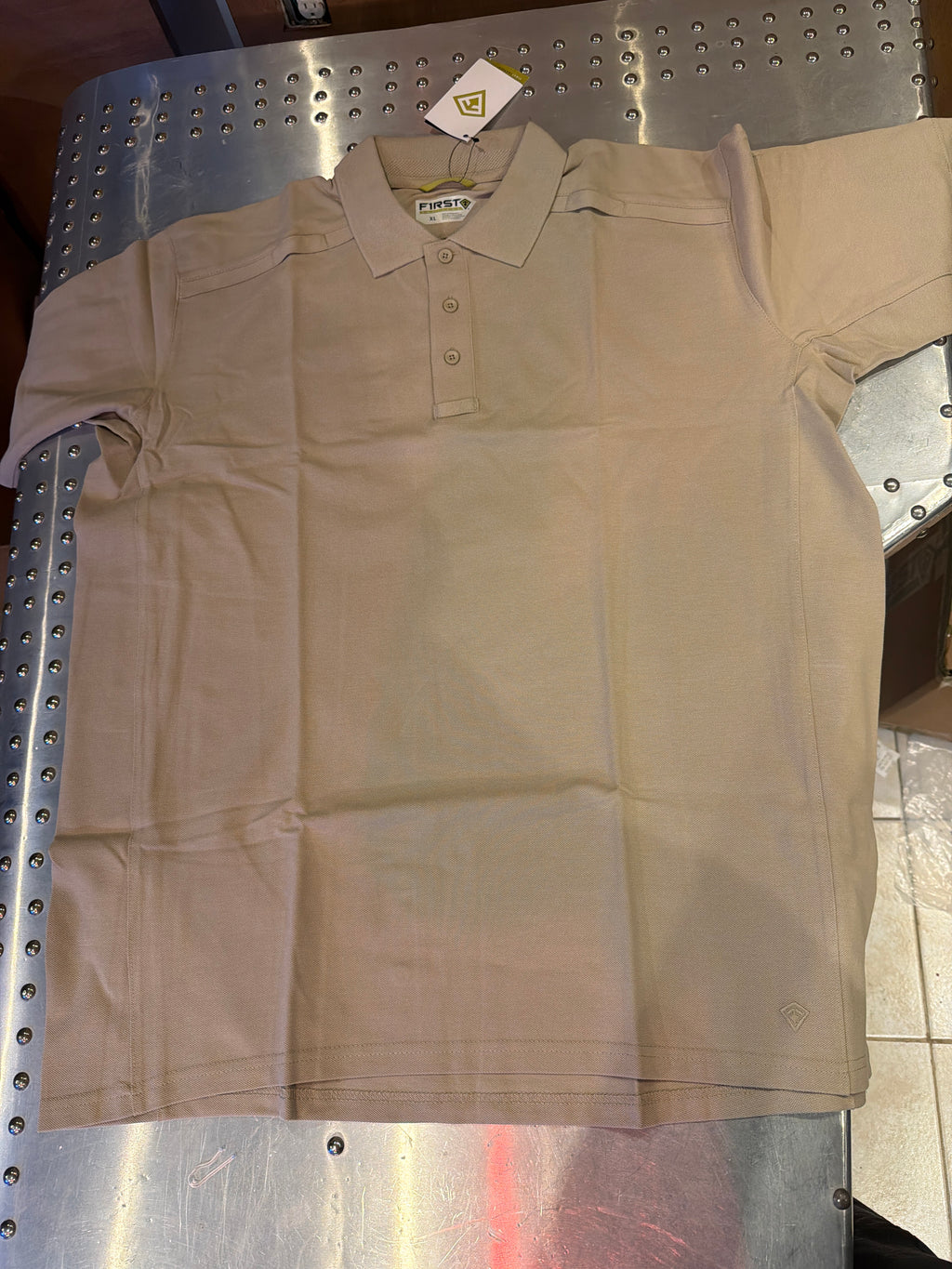 Men's Khaki Short Sleeve Cotton Polo
