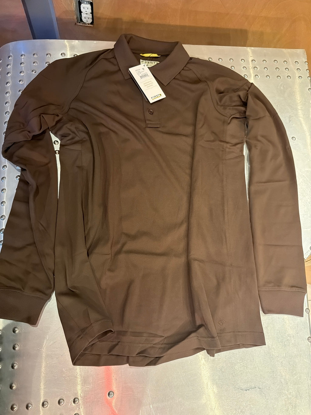 Men's Kodiak Brown Long Sleeve Polo