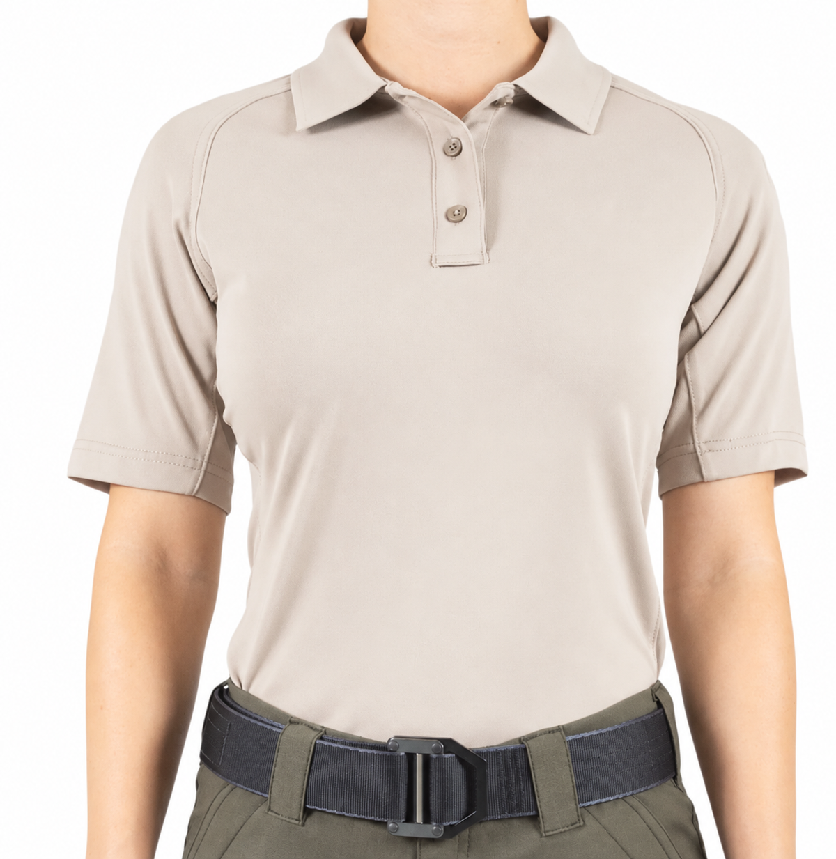 Women's Khaki Short Sleeve Cotton Polo